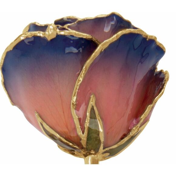 Lacquered Purple & Pink Rose with Gold Trim - Picture 6 of 7